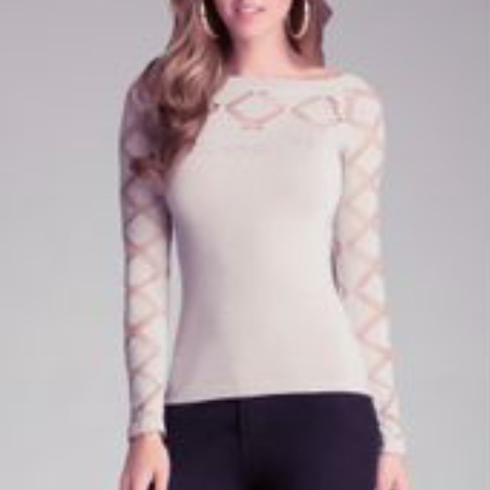 Bebe Swarovski Slash Top (NWT)